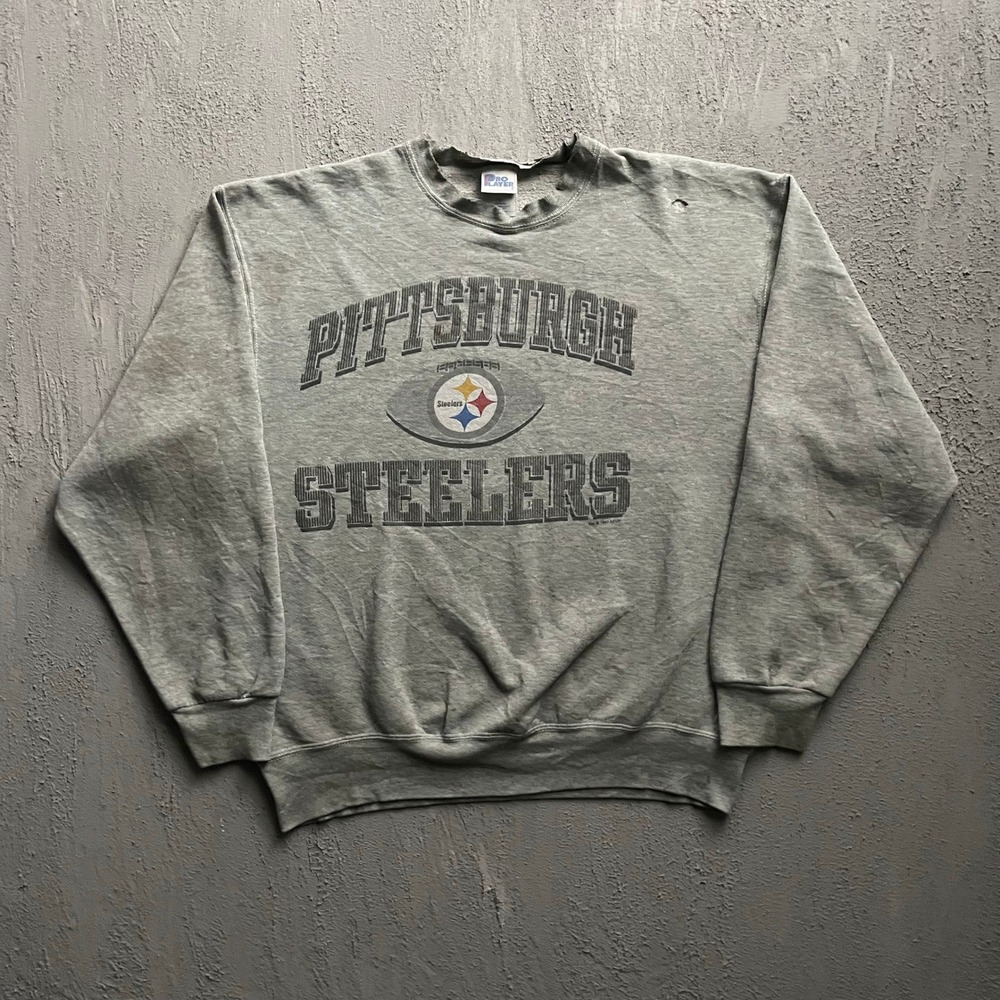 Vintage NFL Pittsburgh Steelers Sweatshirt Mens XL Grey 90s Pro Player